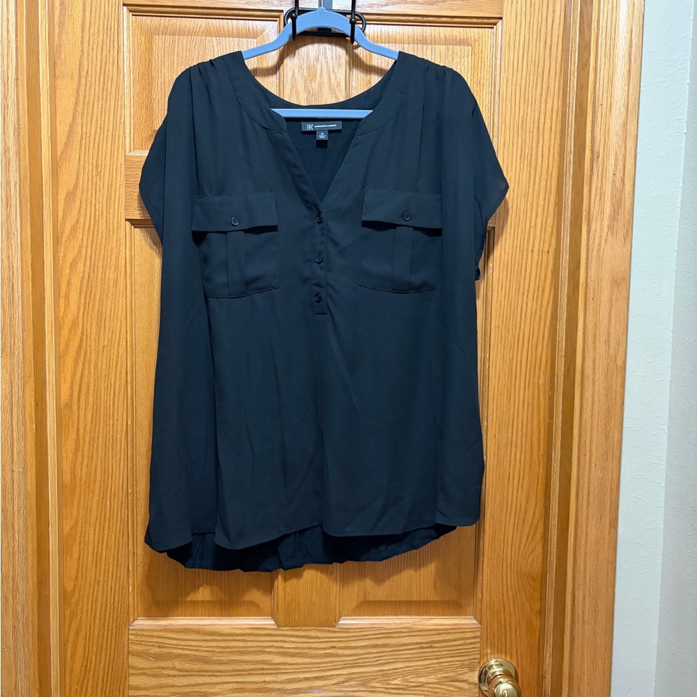 INC International Concepts Black Blouse